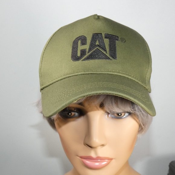 Caterpillar - CAT logo ball cap Army green with black logos - Picture 2 of 9